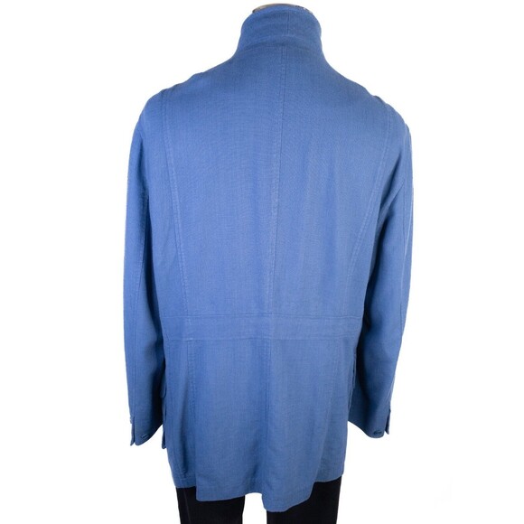 J. Peterman Men’s 3-Button Sport Coat Blazer Jacket Sz 42 Linen Blend Solid Blue - Picture 8 of 14